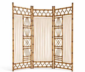 3-Panel Bamboo Room Divider with Fabric Panels
