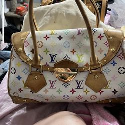 Louis Vuitton Multicolor White Beverly GM Authentic Purse With Dust Bag