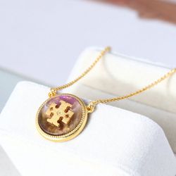 Tory burch purple necklace gold