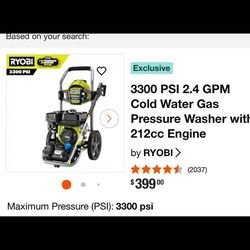 Brand new 3300 psi Ryobi pressure washer