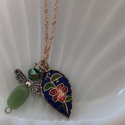 Green Angel With Flower Pendant