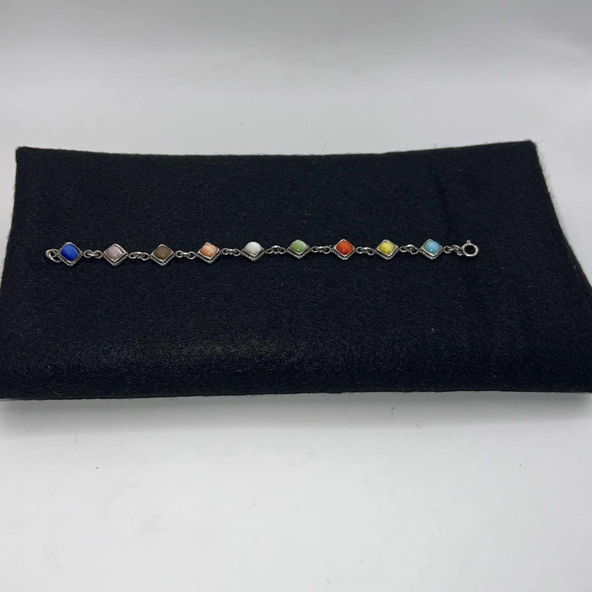 Multicolor Thermoset Link Bracelet Silver 925