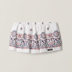 Miu Miu Slubbed Poplin Skirt With Print