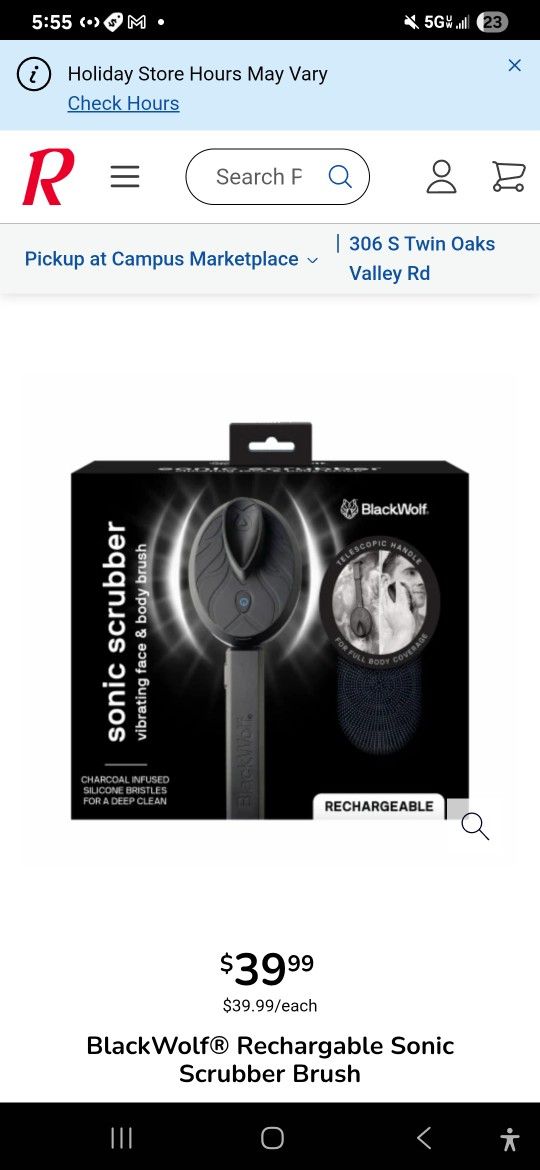 BlackWolf® Rechargable Sonic Scrubber Brush