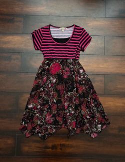 Little Girls Clothes Speechless Striped And Floral Dress Size 8 Fits 7/8