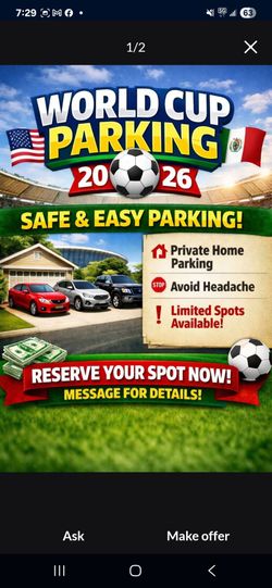 FIFA 2026 Parking for Miami Gardens Events I'm the property owner....