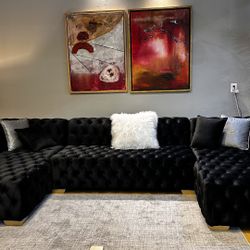 $39 Down with Easy Financing or $2989 gets this Amora 3 Piece Black Diamond Glam Sectional. 137”x70”.  No credit needed Zero interest Fast delivery Sa