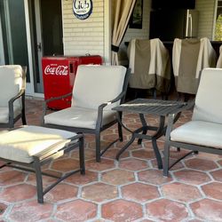 Outdoor Patio Set Aluminum Sunbrella Fabric Cushions Covers Chairs Table Ottoman Potterybarn Crate & Barrel Restoration Hardware Furniture Phoenix