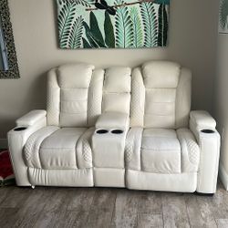 White Leather Couch Recliner