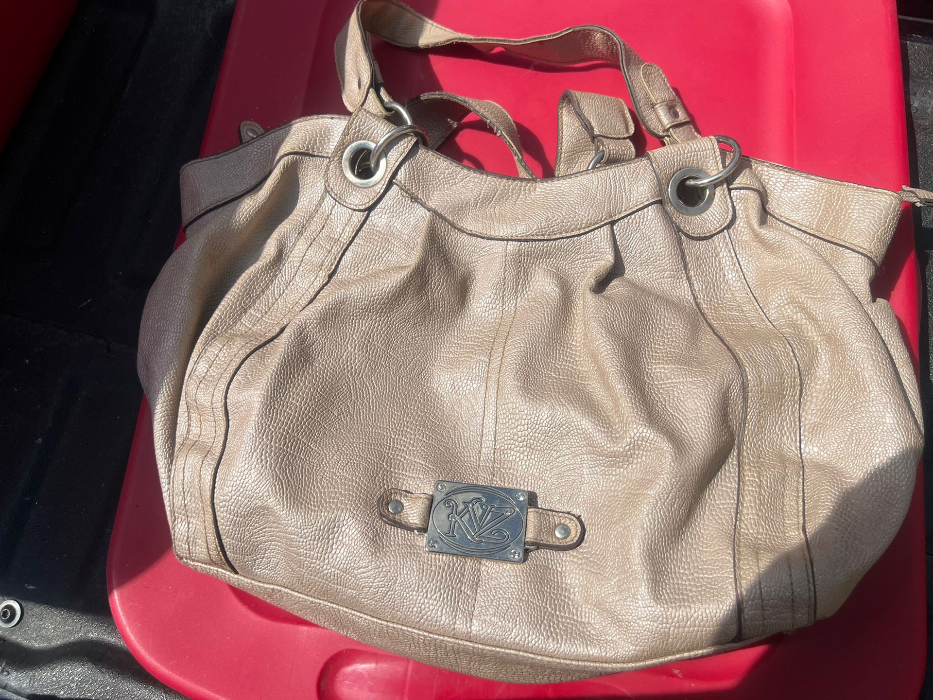 Kathy Van Zeeland Faux Leather Handbag Purse Tote. 