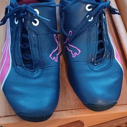 Puma Ladies Pink and Blue Color Leather Shoes Size 5