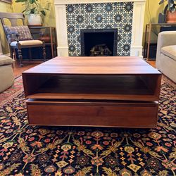 CB2 Spin Coffee Table In Natural Wood