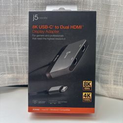 J5 Create JCA465 8K USB-C to Dual HDMI Display Adapter - For macOS or Windows
