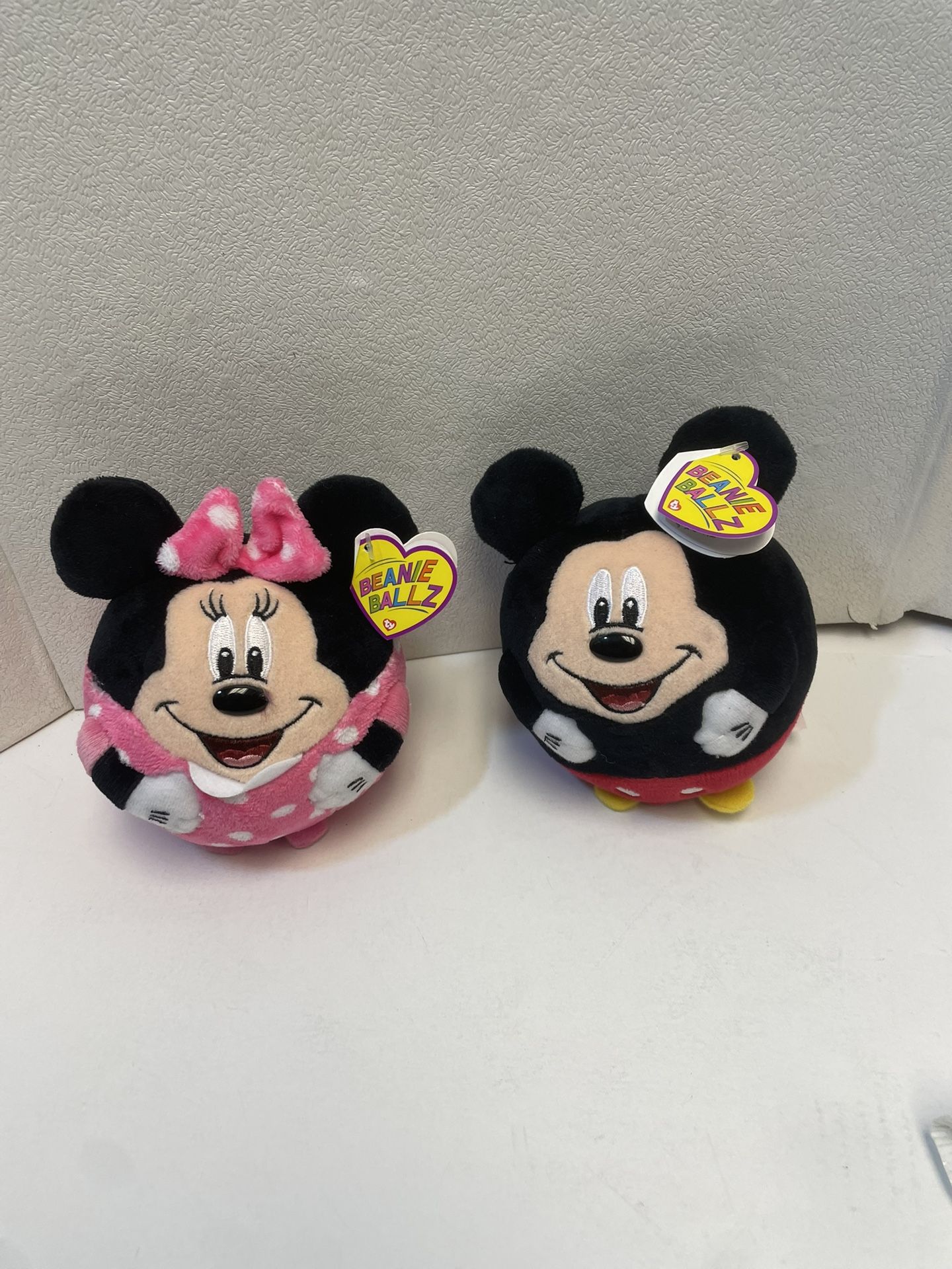 Ty Beanie Ballz Disney Mickey and Minnie Mouse Plush Bundle Babies Lot Of 2 Tags