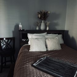 FULL Wood Bed Frame With Shelves And Drawers