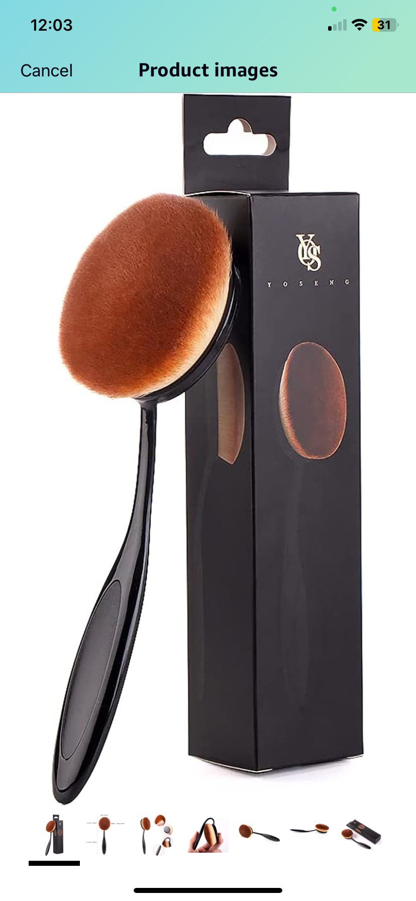 Yoseng Oval Foundation Brush Large Toothbrush makeup brushes Fast Flawless Application Liquid Cream Powder Foundation Sunscreen（All Black）