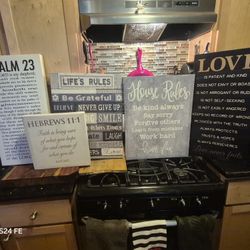 5 Piece New Home Decor Wall Quotes (Biblical & More)