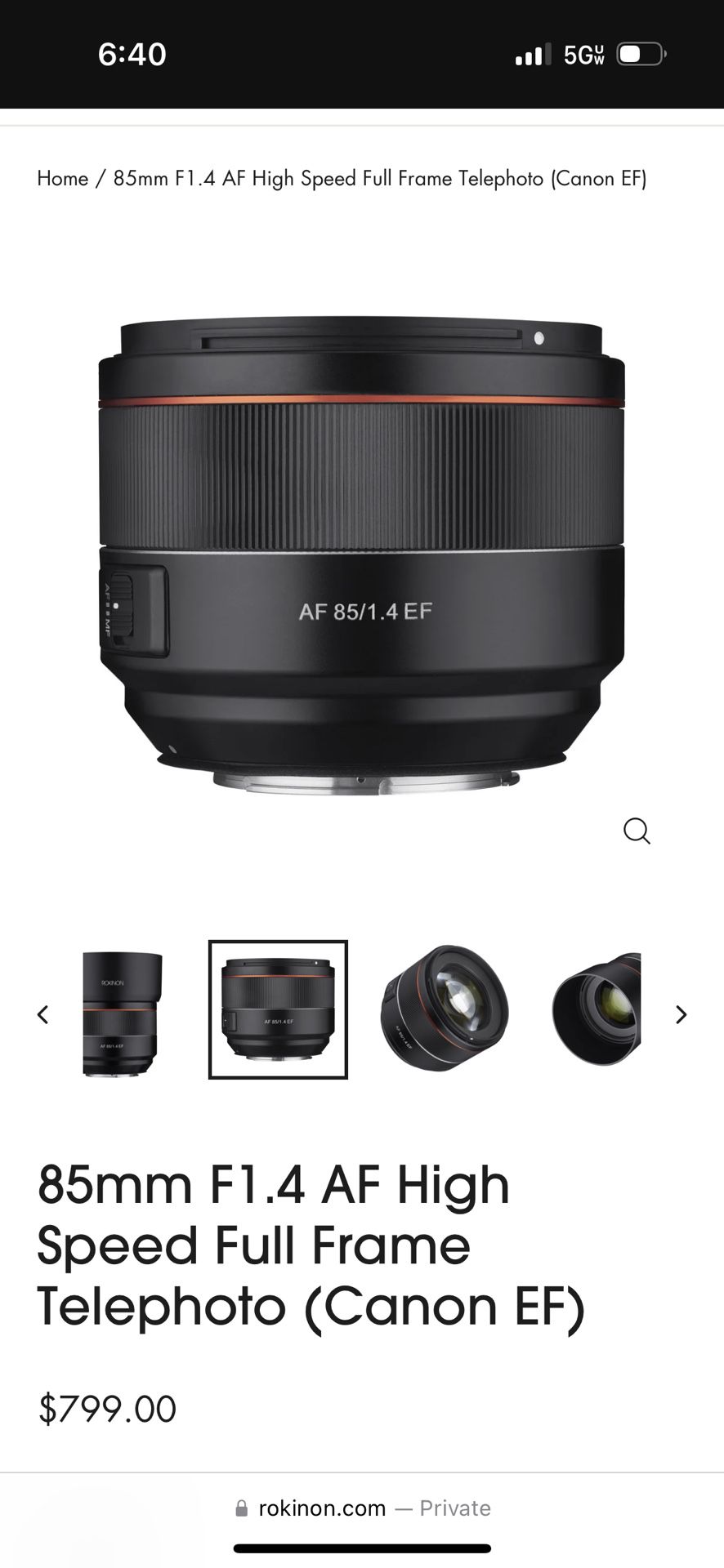 Rokinon 85mm F1.4 Camera Lens 