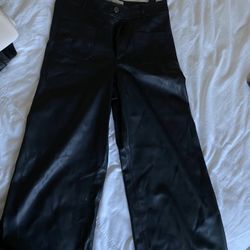 Zara Wide Leg Leather Pants Size 8
