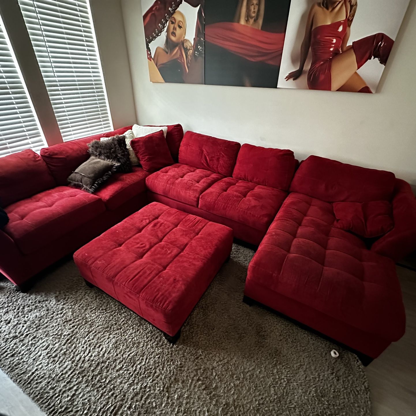 6 Seater Couch with Ottoman NEEDS TO GO