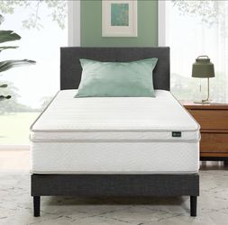 F392 Zinus 10 Inch Foam and Spring Hybrid Mattress [New Version], Twin, Fiberglass Free, Medium Firmness, Durable Support, Certified Safe Foams & Fabr