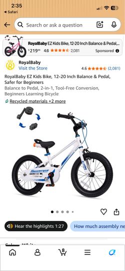 RoyalBaby EZ Kids Balance & Pedal Bike