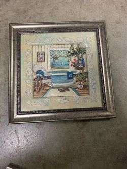 Framed Coastal Bathroom Wall Art Print
