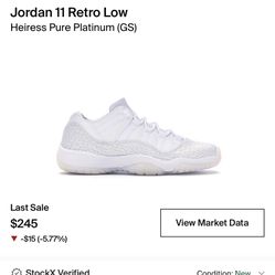 Jordan 11 retro low heiress pure platinum hot sale