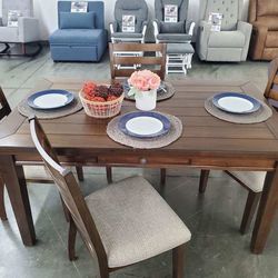 Dining Table - 5pc Dining Set Table With Drawers And 4 Chairs