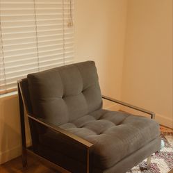 2-piece Metal Accent Chair with Tufted Cushions