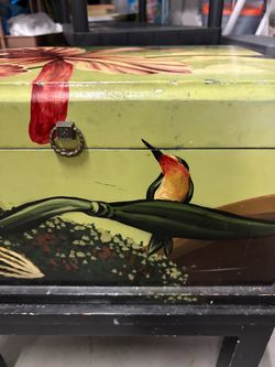 Painted vintage standing trunk