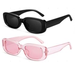 Set of 2 Womens Rectangle Trendy Sunglasses