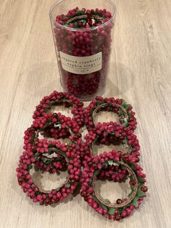 Sugared Cranberry Napkin Rings,  Set of 12
