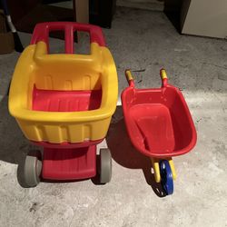 Kid’s Toy Shopping Cart & Wheelbarrow