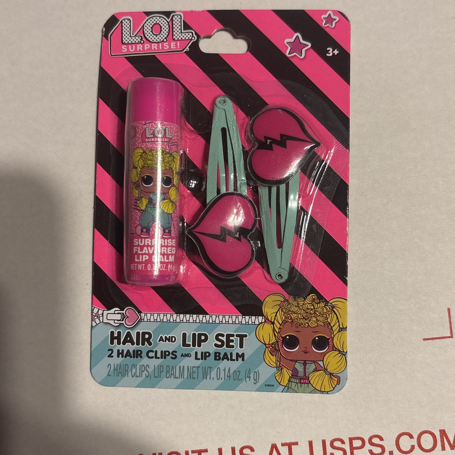 LOL Lip Balm & Hair Clip Set New
