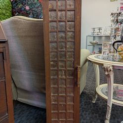 Vintage Narrow Wooden Cabinet Shelf w Door Tall Slim Storage Display Piece