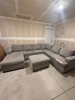Living spaces Bonaterra couch with ottoman color dove