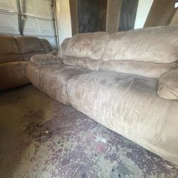 2pc Soft And Comfy Brown Sofa Set Recliners
