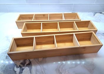 Bamboo Drawer Organizers - Removable Dividers - Set of 3