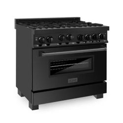 NEW IN BOX : ZLINE Black Stainless Gas Range Oven 6-burners