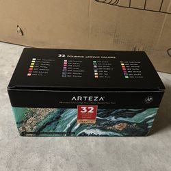 Arteza Acrylic Pouring Paint – Set of 32 Bottles (2oz Each)