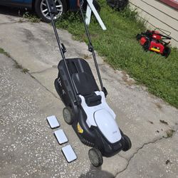 Electric Lawn Mower With 3 Batteries