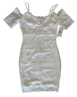 NWT GUESS Marcy Off Shoulder White Lace Bodycon Mini Dress Size S