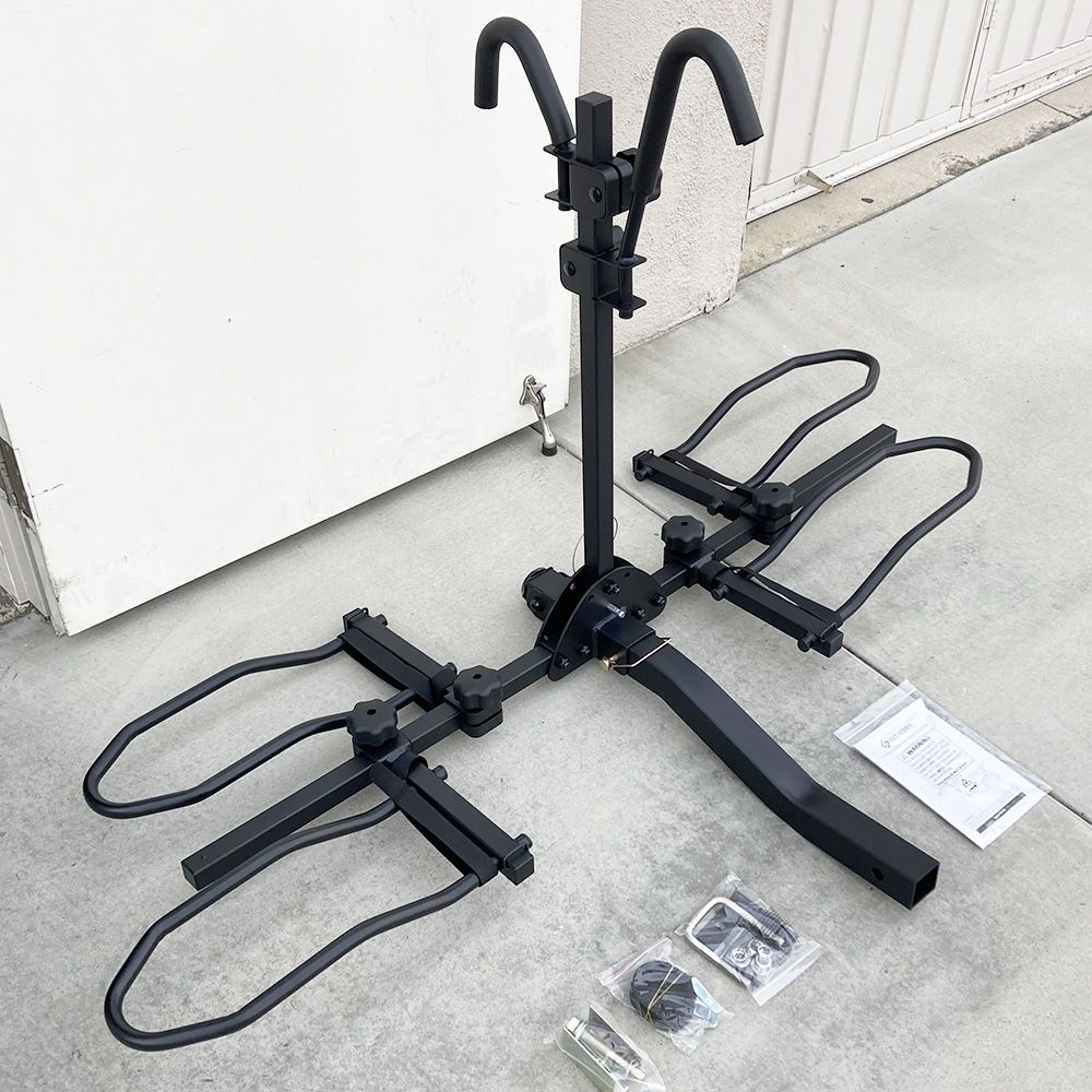 New $115 Heavy Duty 2-Bike Rack, Wobble Free Tilting Electric Bicycle Carrier 160lbs Capacity, 2” Hitch