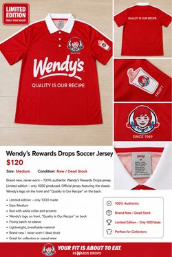🔥 Rare Wendy’s Rewards Drops Soccer Jersey – Limited Edition (Only 1,000 Made) 🔥