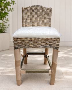 Wicker Counter Height Chair with White Cushion - New