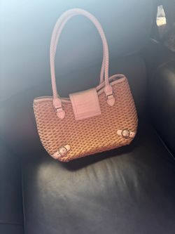 Woven Straw Tote Bag with Leather Trim