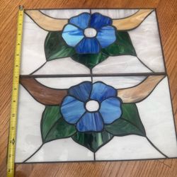 Stained Glass Flower Panels Set of 2
