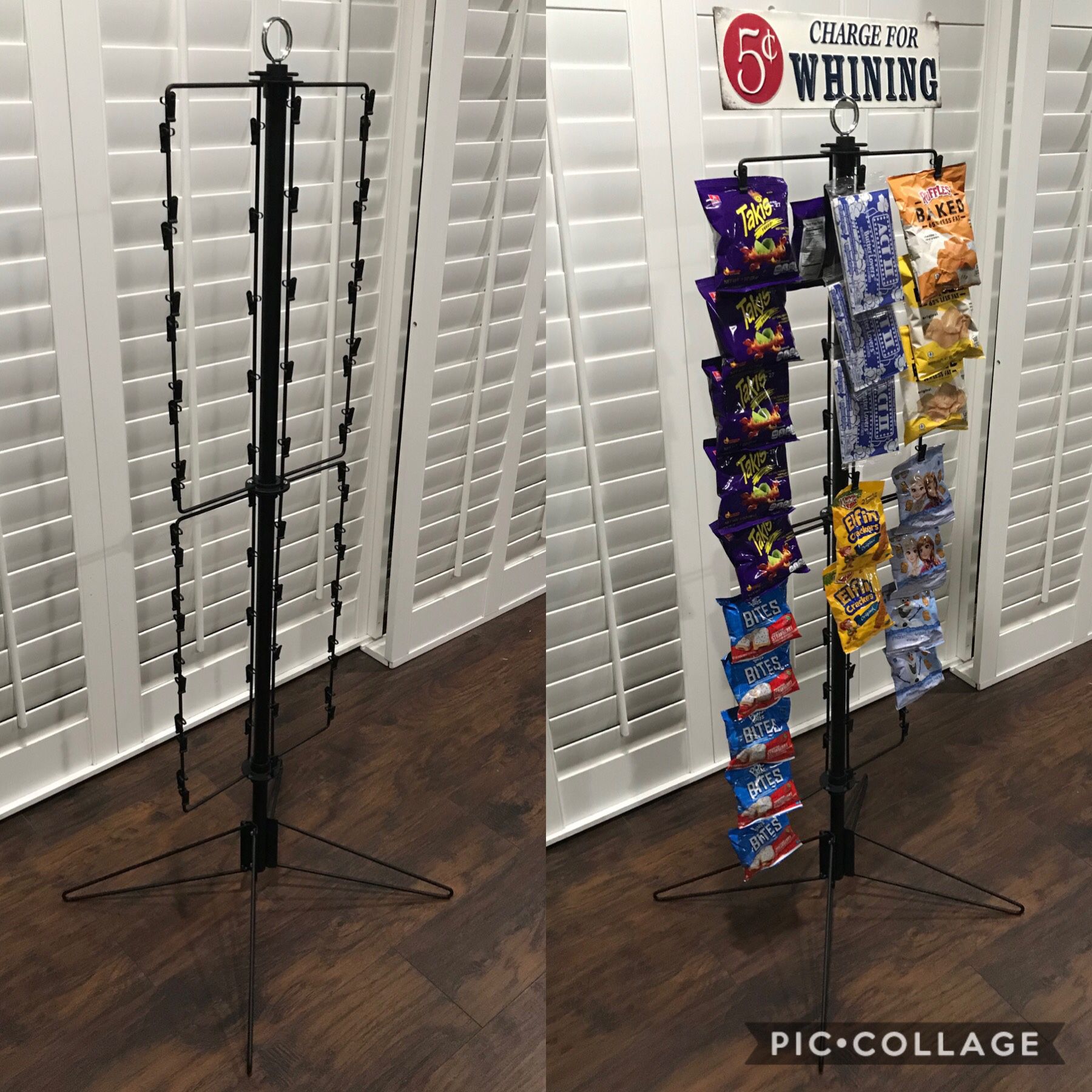 NEW Metal Floor-Standing Chip/Snack/Merchandise Rotating 60 Clip Rack (55”Tall)•$20ea or 2 x $30