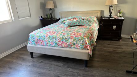 Queen bed frame and mattress